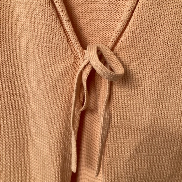 Lot Of 2 XL J Peterman Cotton Short Sleeve Sweaters Tie Front Blue Peach - Picture 9 of 12